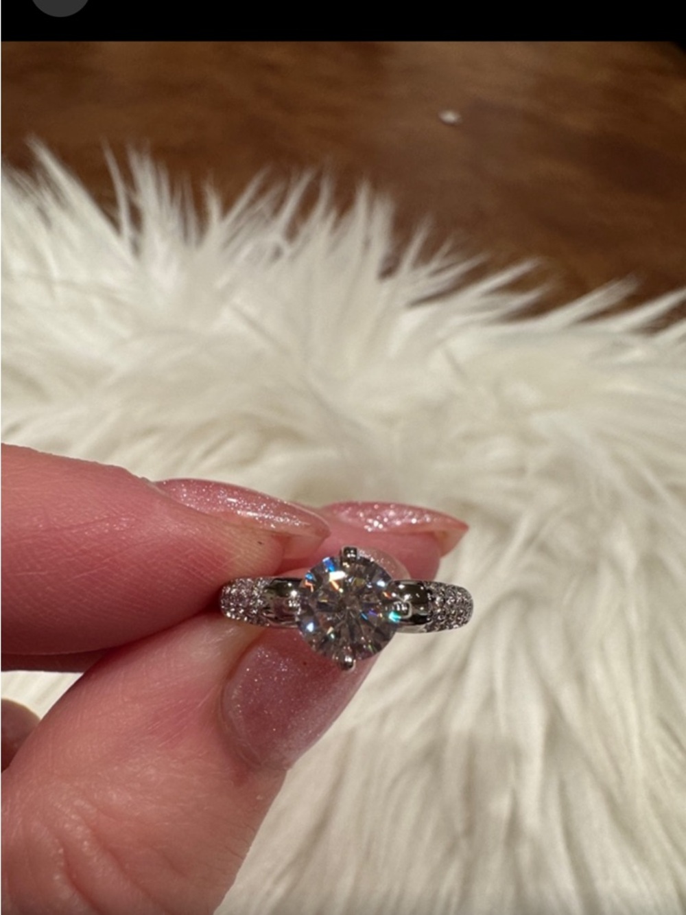 Classic Round Moissinite Pave Engagement Ring GRA certified Size 7 New